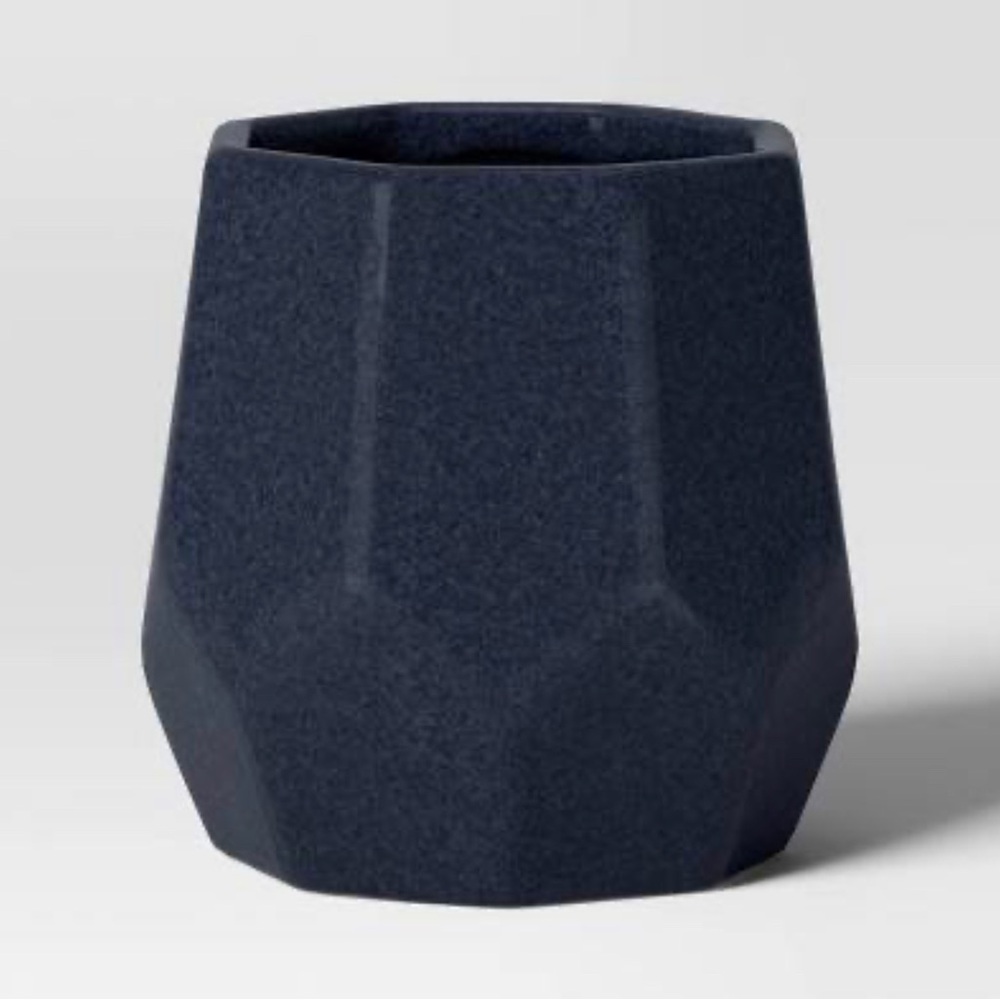 Geared Geometric Ceramic Indoor Outdoor Planter Pot, 7.87” Blue - Threshold